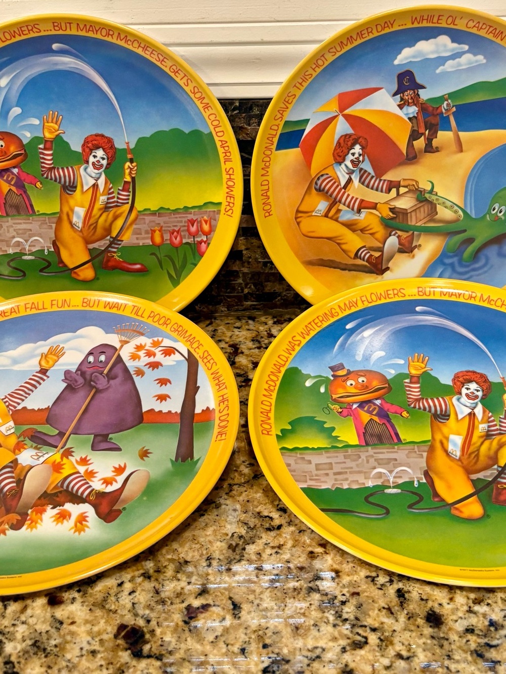 Vintage 1977 McDonald’s Fall, Winter, Summer and Spring Collector Plates